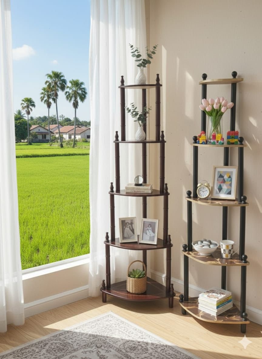 লেকার পলিশ কর্নার স্টোরেজ শেল্ফ - MDF